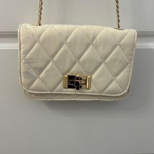 Aldo Cream Quilted Mini Bag with Gold Chain